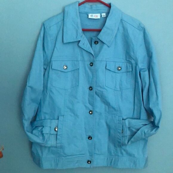 Fancy Light Blue Jean Jacket Denim&Co - Picture 1 of 4